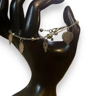 Silver Tone Heart Charm Bracelet/Anklet thumbnail 3
