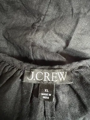 J.Crew Black Linen Short Sleeve Dress XL thumbnail 3