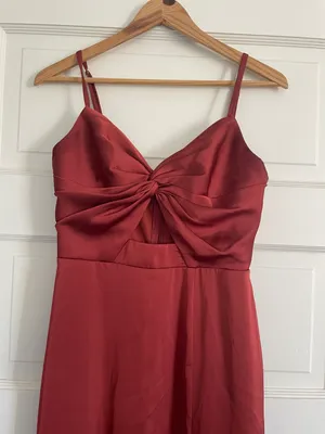 Azazie Jenna Rust Satin Formal Dress thumbnail 5