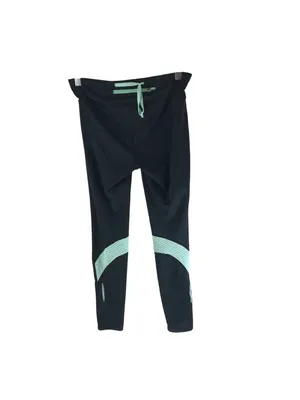Under Armour HeatGear Black Compression Leggings Mint Accents Zip Pocket M thumbnail 3