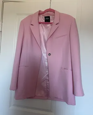Zara Pastel Pink Single-Button Blazer thumbnail 1