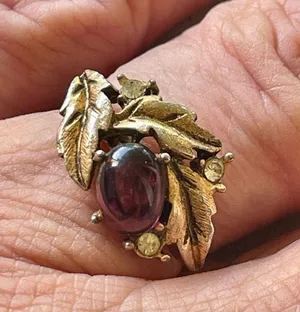 Vintage purple stone leaf ring thumbnail 3