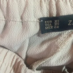 Zara‎ Women Minimalist Crinkle Lounge Pants XS Tan Tapered Elastic Waist Casual thumbnail 7