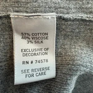 Caché NWT Ruffle Neck SS Sweater Gray Metallic Ribbed Hem‎ Silk Blend Y2K Small thumbnail 6