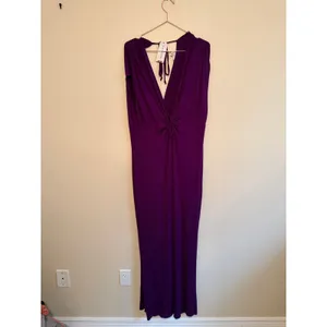 Earthbound Jumpsuit Women XXL Purple V Neck Cap Sleeve Wide Leg Knot Front NWT thumbnail 2