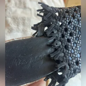 Free People Black Leather Woven Women's Slip-On Shoes Size 40 thumbnail 6