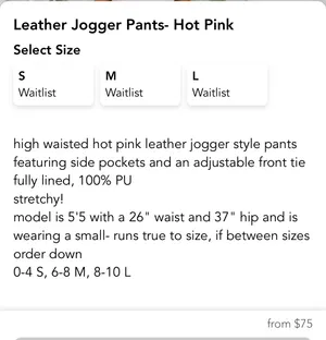 These Three Boutique Faux Leather Shiny Pink joggers thumbnail 7