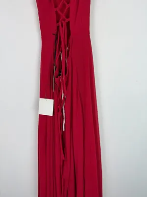 NWT Lulus Strappy To Be Here Red Lace-Up Maxi Dress Size Medium M NEW thumbnail 8