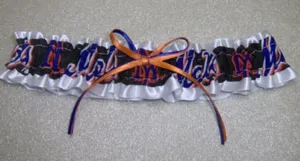 NY New York Mets Baseball MLB Women's‎ Blue and Orange Ruffled Garter NWOT thumbnail 1
