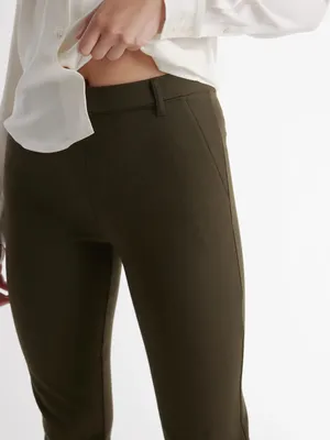 Quince Ultra-Stretch Ponte Straight Leg Pants in Olive, Size‎ S thumbnail 3