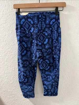NWT OFFLINE by Aerie Navy & Blue Paisley Real Me Crop Leggings Size Medium thumbnail 4