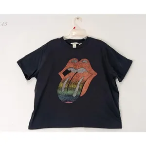 H & M Women’s T-Shirt Oversize Rolling Stones Tongue Mouth Logo Graphic Band XL thumbnail 2