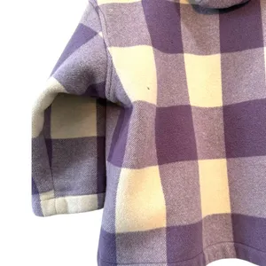 United Colors of Benetton Hooded Wool Coat Purple Plaid Women’s 38 thumbnail 9