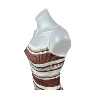 Abercrombie & Fitch Brown Ribbed Knit Cami Slit Tie Tank Midi Bodycon Dress Sz L thumbnail 2