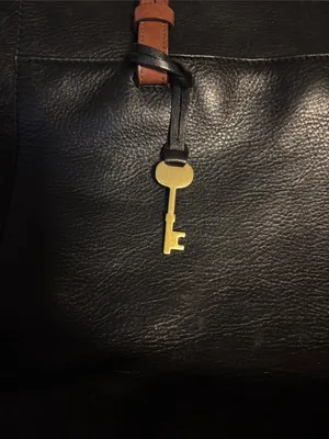 Fossil…Rachel Tote Black Pebbled Leather Tote With Brown Contrasting Handles thumbnail 5