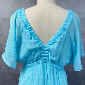 Boston Proper Women Tiered Gauze Maxi Dress Size XL Flutter Sleeve Flowy Coastal thumbnail 6