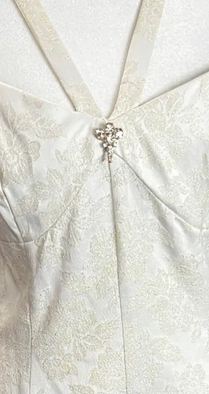 Jessica McClintock Gunne Sax Vintage Ivory Brocade Corset Dress 9/10 thumbnail 5