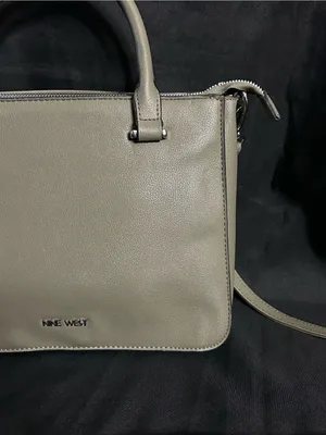 Nine West Olive Green Leather Multi-Pocket Satchel Shoulder Bag Handbag Purse thumbnail 3