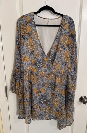 Free People Teegan Mini Dress Floral Print Small Boho Bohemian Coastal Country S thumbnail 1