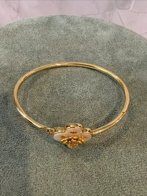 Tory Burch | Gold Plated Mother-of-Pearl Bangle Bracelet | Medium thumbnail 4