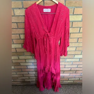 Sundress Juliana Sequin Dress Saint Barth Blush Pink Flowy High Low Size M/L thumbnail 2