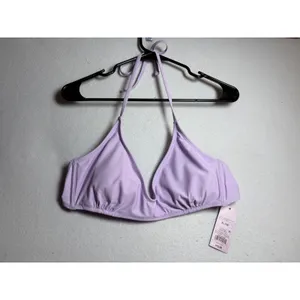 Wild Fable Lilac Purple Halter Bikini Top XL 16 Longline V-Neck Swimwear NWT thumbnail 3