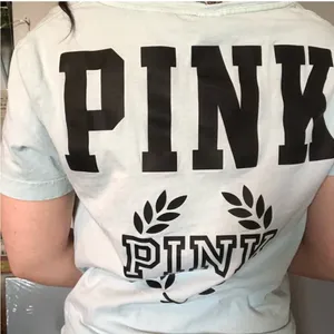 Victoria’s Secret PINK V Neck Logo Light Blue Pocket Graphic Back Top XS thumbnail 2