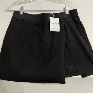 Fashion Clothing Black Women's Skort with Front Overlay thumbnail 1