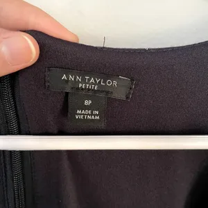 Ann Taylor Petite navy blue white checkered short sleeved‎ dress vintage style thumbnail 3