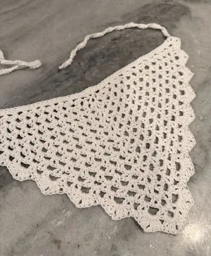Handmade Crochet Bandana Head Scarf Cotton Boho Triangle Wrap Fest Cottagecore thumbnail 1