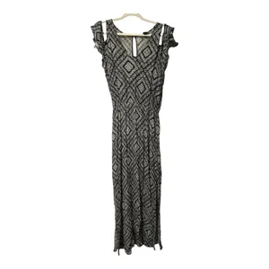 AQUA Black/White‎ Printed Maxi Dress, Large thumbnail 2