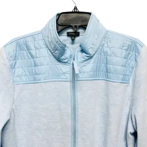 Talbots Womens Jacket XL Blue High Neck Zips Pockets Fleece Cotton Blend‎ thumbnail 2