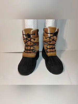 Lands End brown leather winter snow boots size 7 M thumbnail 3