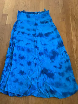 Vintage 90s Hokuspokus Rayon Blue Tye Dye Skirt Size L thumbnail 2