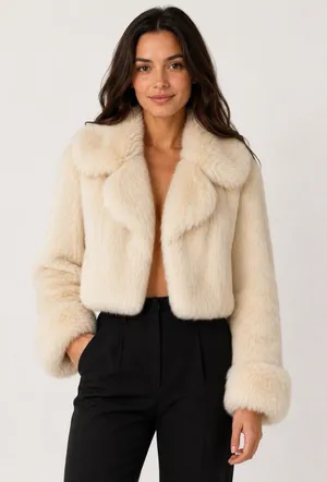 Vintage Cream Genuine Rabbit Fur Jacket Size Small thumbnail 1