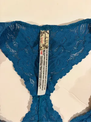 Intimately Free People Galloon Teal Blue Lace Racerback Bralette Size Medium thumbnail 4
