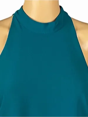 LOVERS + FRIENDS Teal Halter High Neck Swing Mini Dress Pockets Size XS thumbnail 3