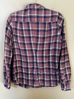 Frank & Eileen "Barry" Fitted Cotton Red/Navy Plaid Button Down Shirt  Medium thumbnail 4