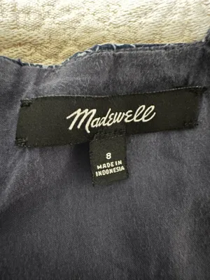 Madewell Blue Paisley Cotton Mini Dress Puff Sleeve Square Neck Size 8 boho thumbnail 3