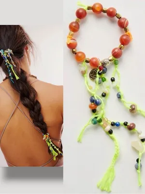 Free People Ariana Ost The Sand Dripp Hair Tie in Lime Green NWT Bracelet thumbnail 3
