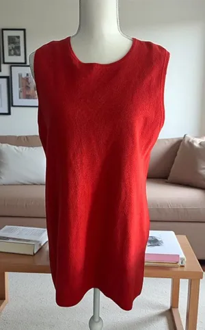 LAUREN RALPH LAUREN Orange Knit Back Zip Tank Top Size Large thumbnail 1