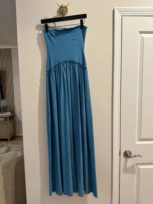 SOLID & STRIPED The Strapless Soglio Dress in French Blue Size Small thumbnail 7
