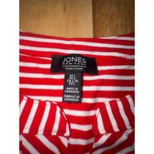 Jones New York Signature Red White‎ Striped Sleeveless Top Shirt Womens Size L thumbnail 3