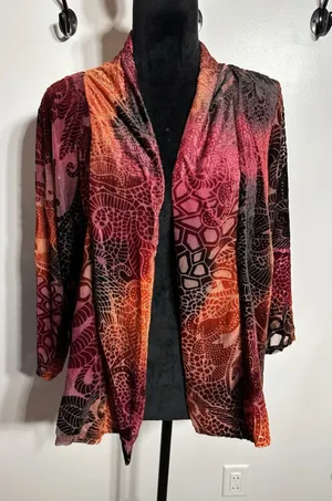 Notations Burnout Velvet Shirt Jacket Lightweight Open Front Size Large NEW Whimsy Goth thumbnail 1
