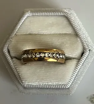 Luxury Collection Titanium Steel Golden w/ Cubic Zirconia Inlay 6mm Band S 6 thumbnail 1