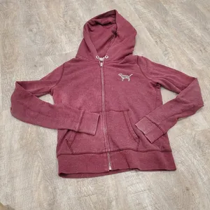 Victoria's Secret PINK Magenta Full Zip Bling Hoodie Size Small thumbnail 1