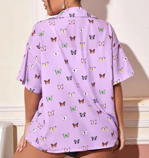 Butterfly Print Button Down Top thumbnail 4