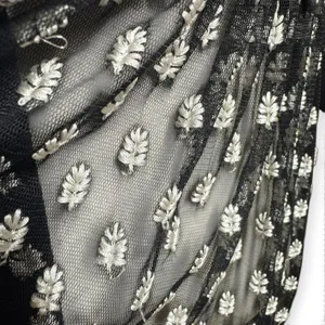 Karishma Maxi Length Overlay Crystal Buttons Sheer 3/4 Sleeves Black XL thumbnail 7