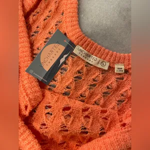 NWT Uncharted Threads Size L Coral Stretchy Knit Crochet Terry Cover Up Dress thumbnail 10