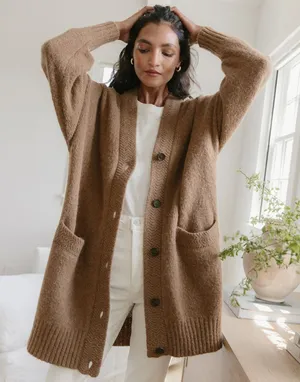 Jenni Kayne Womens Alpaca Wool Blend‎ Oversized Cottage Cardigan Sweater Size S thumbnail 1